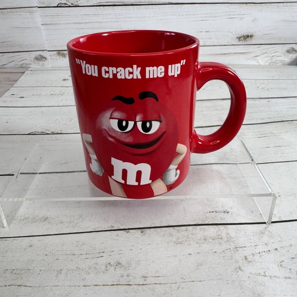 M&M's Red Character Mug You Crack Me Up White‎ Gloves Candy Coffee Cup